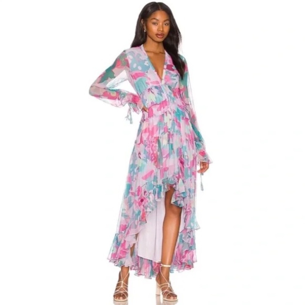 NWT Rococo Sand - Floral Print Chiffon High-Low Maxi Dress